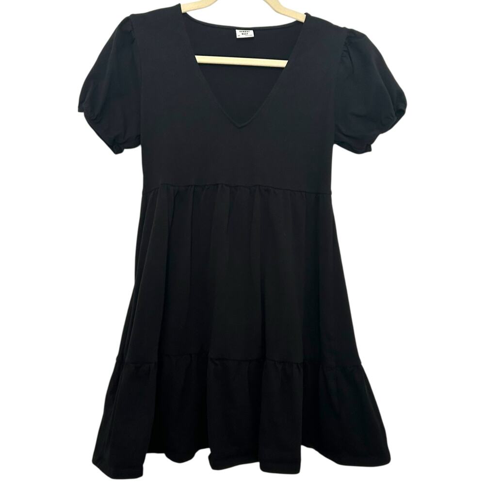 Sunday Best 100% Cotton Black Babydoll Dress Size XS